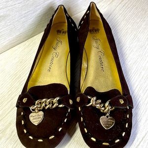 Vintage juicy couture flats in brown suede and gold trim Size 9 1/2 M